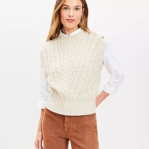 NWOT LOFT Sweater Vest Preppy Buttons size M